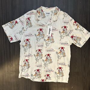 NWT Wrangler Resort Button Up White Shirt Western Cowboy Rodeo Men’s Size Medium